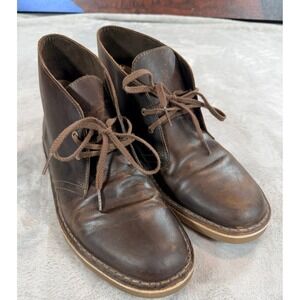 Clarks Collection Mens Shepton Brown Leather Ankle Chukka Boots Size 9